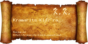 Kramarits Klára névjegykártya